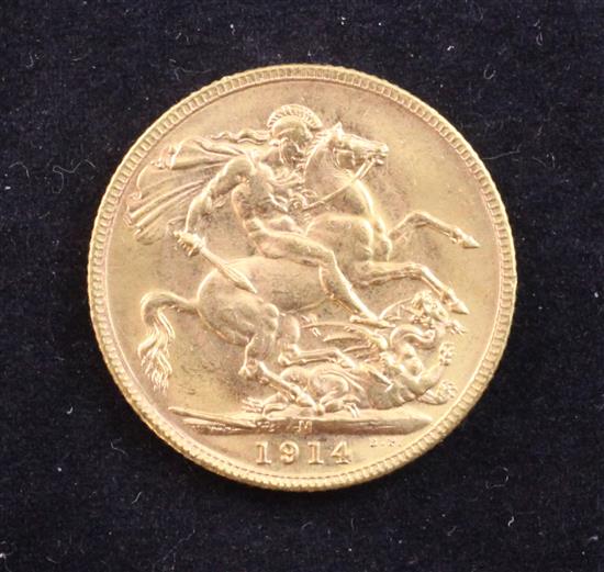 A George V 1914 gold sovereign,